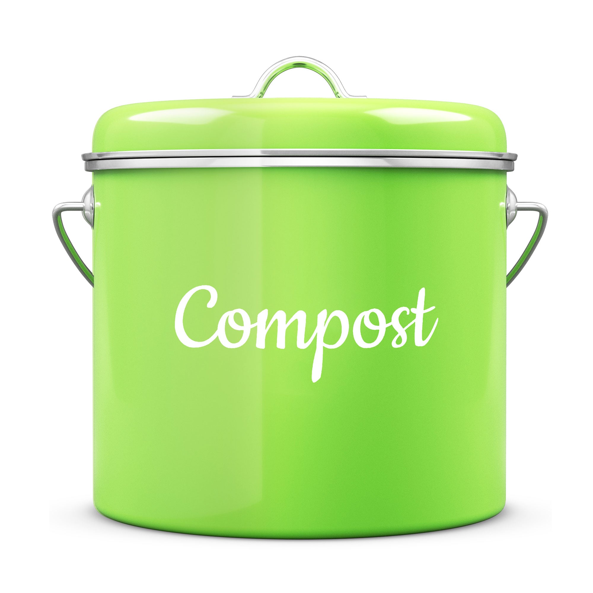 Lucky Family Green Countertop Compost Bin with Lid - 1.3 Gal Stainless –  LUCKY FAMILY GREEN