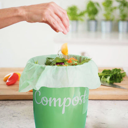 Lucky Family Green Countertop Compost Bin with Lid - 1.3 Gal