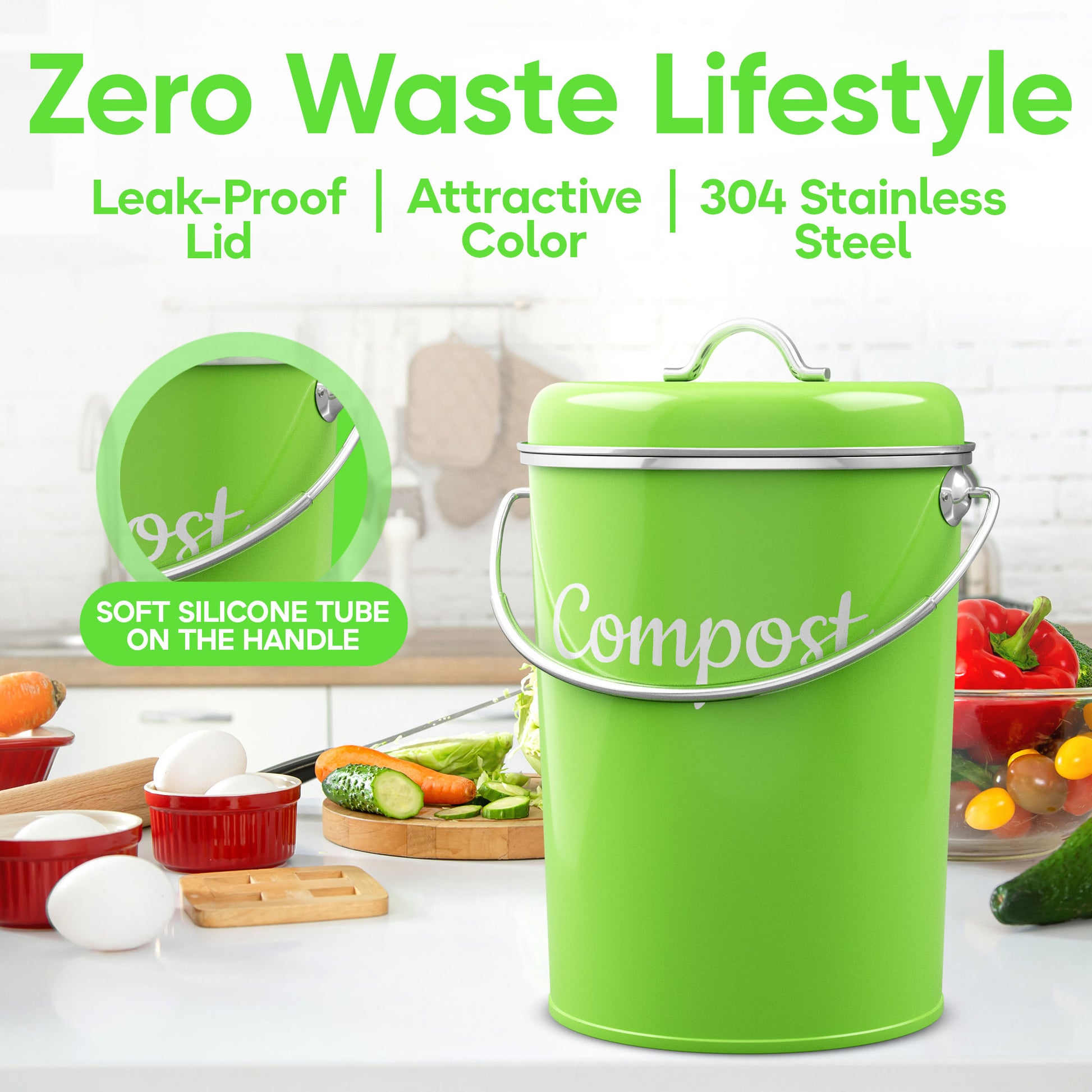 Kitchen Compost Bin: Big Green Compost Bucket