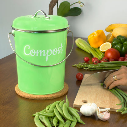 Odorless Counter Top Compost Bucket with Lid - Yatmung Small Kitchen  Compost Bin Countertop - Narrow Sustainable Bamboo Composting Pail - Indoor